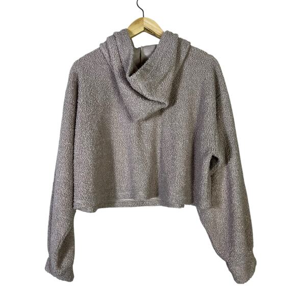 Windsor Hooded Cropped Sweater Womens M Cream Sherpa Cozy Soft Girl Neutral - Picture 4 of 6